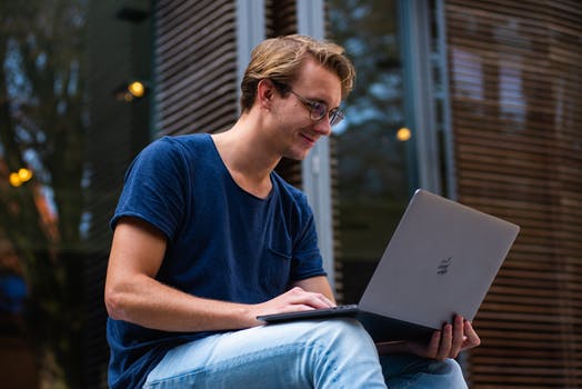 Man working on laptop