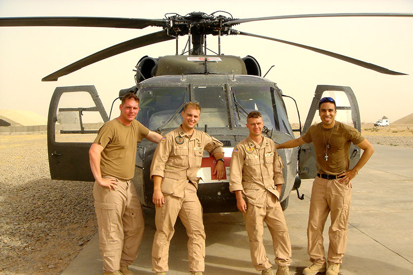 Anthony Garcia with Helicopter Crew