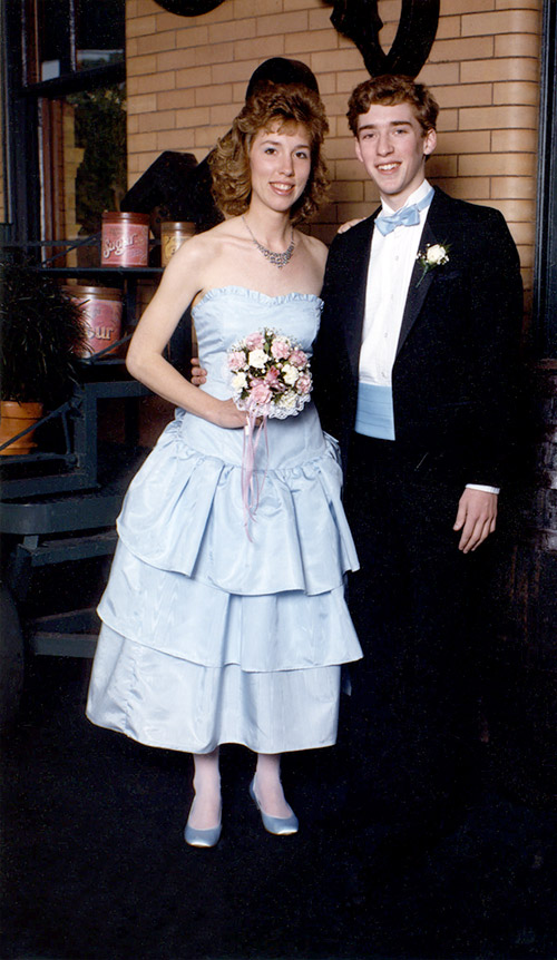 Tina and Kevin Hallock on prom night in 1987