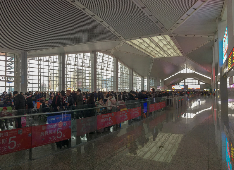 Crowded train station in China