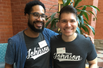 Earl and Donnie wearing Team Johnson shirts for DJ 2018