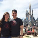 Donnie Hampton, Two-Year MBA 19, and partner Emily Hampton celebrate their choice to go to Johnson with a trip to Disney World