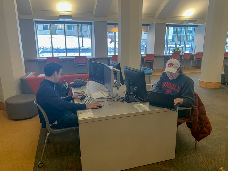 Two students on computers