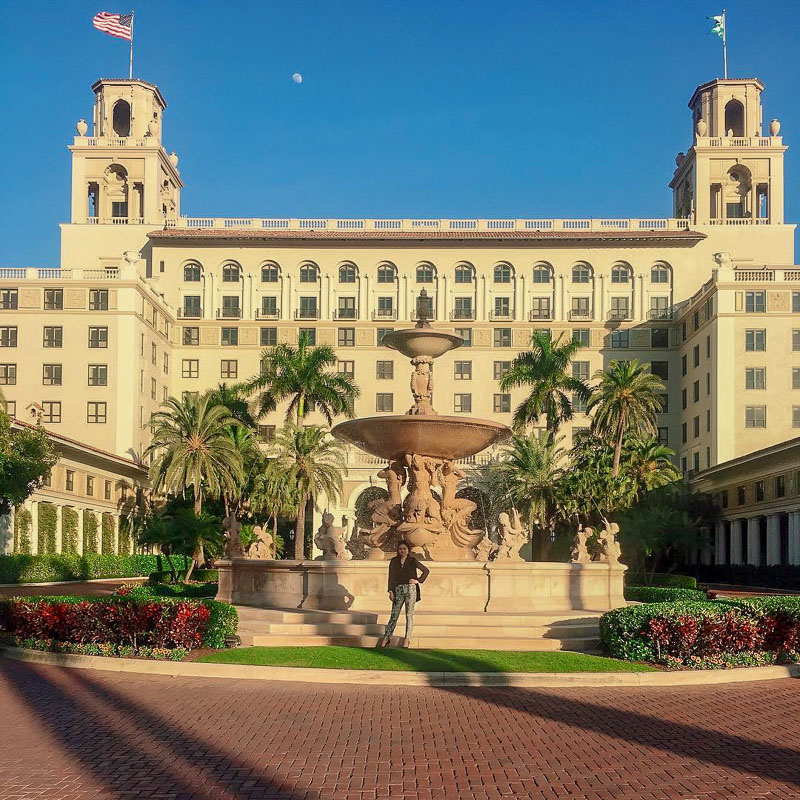 Lisa Liu in front of the Breakers Palm Beach