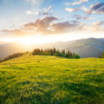 Sunset in the mountain valley.