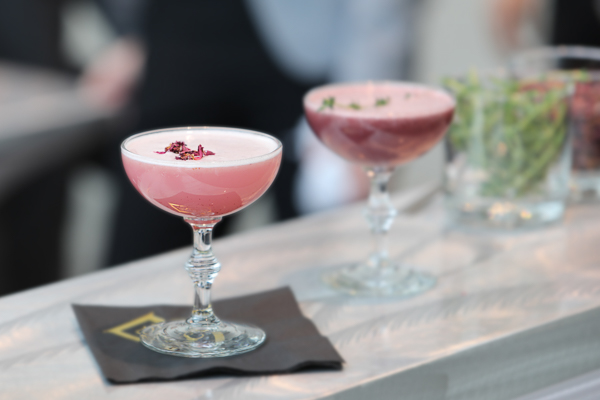Pink drinks on a bar