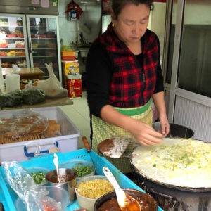 A woman cooking