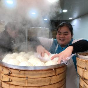 A woman cooking