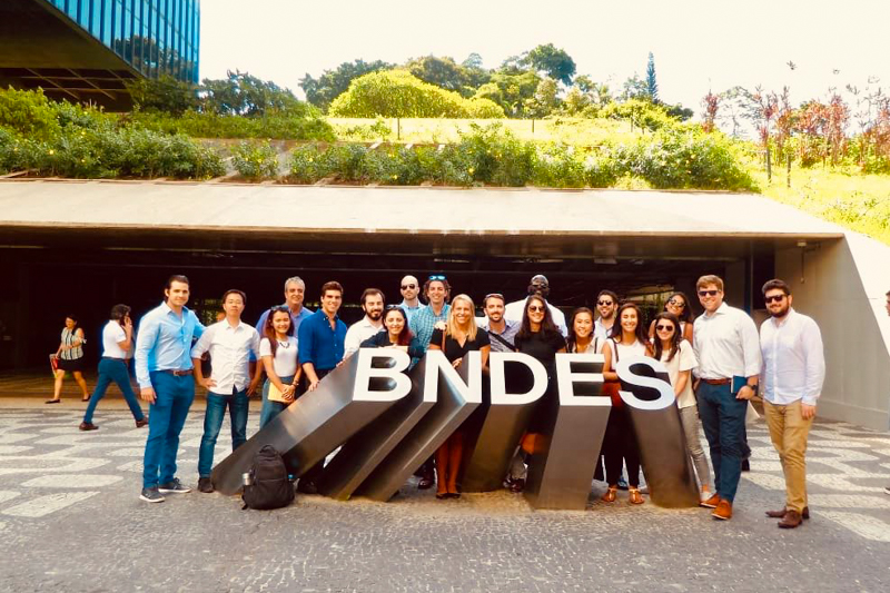 A group standing outside BNDES