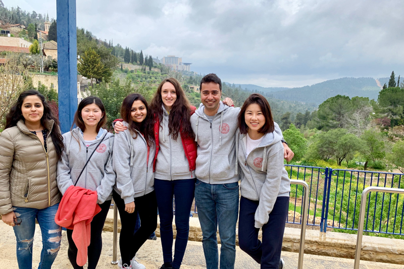 Five students overlooking Jerusalem