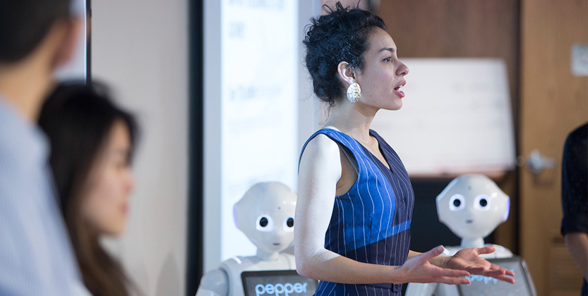 woman presenting at the pepper challenge