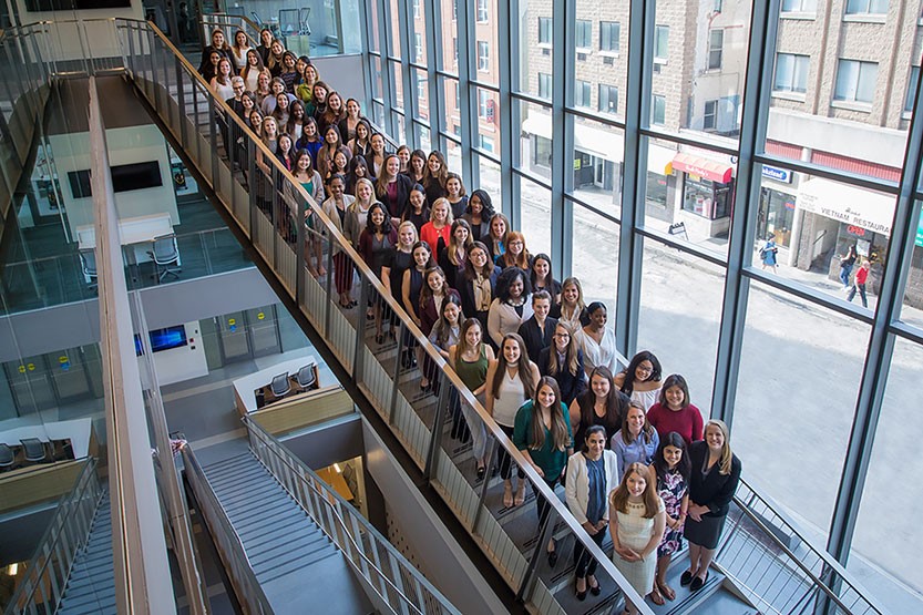 JWiB attendees standing on the Breazzano staircase