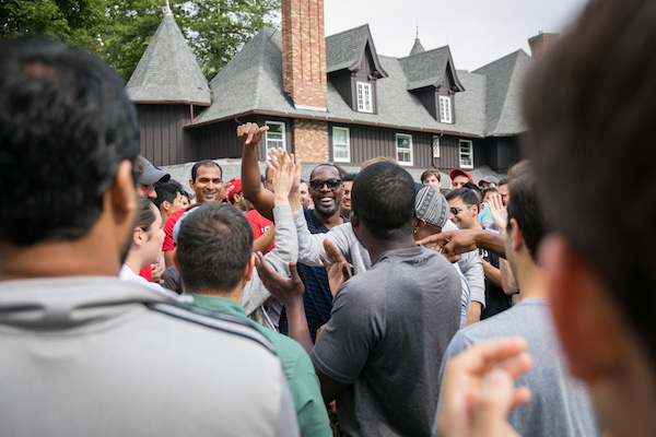 A group of students smiling at JOE