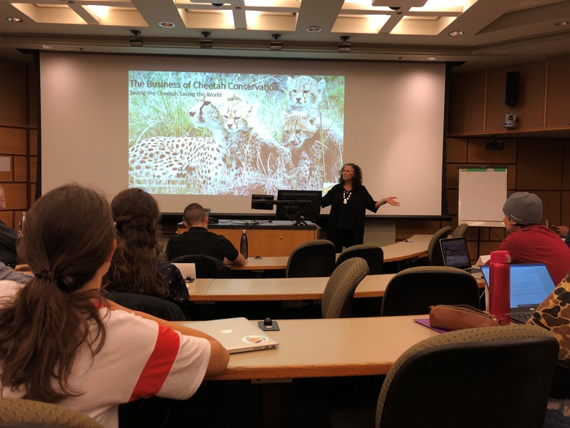 Laurie Marker addressing a classroom of students