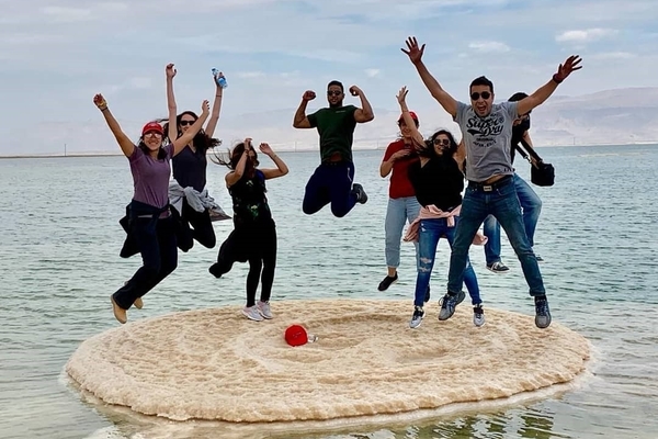 Students exploring the Dead Sea