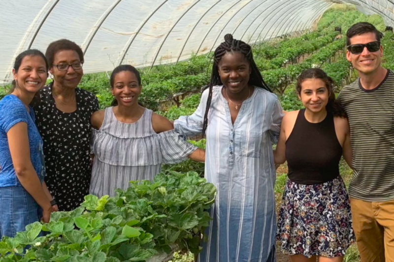 Group of students at a greenhouse