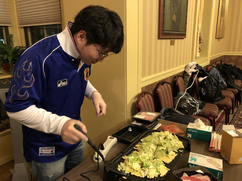 Student preparing food