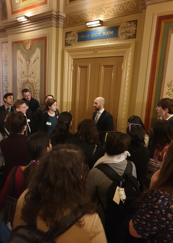 Senator Gillibrand's legislative assistant with SGE immersion students