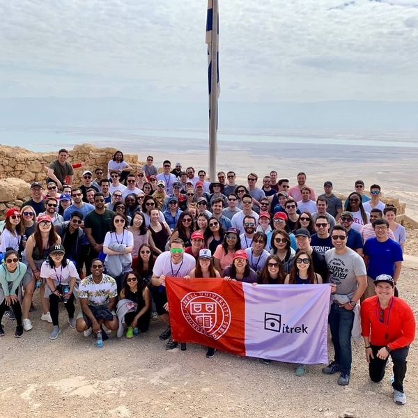 Trek participants posing for a photo in Israel 