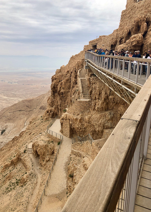 View of a long path on the mountainside