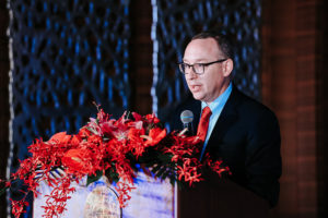 Dean Kevin Hallock delivering his update about the Cornell SC Johnson College of Business