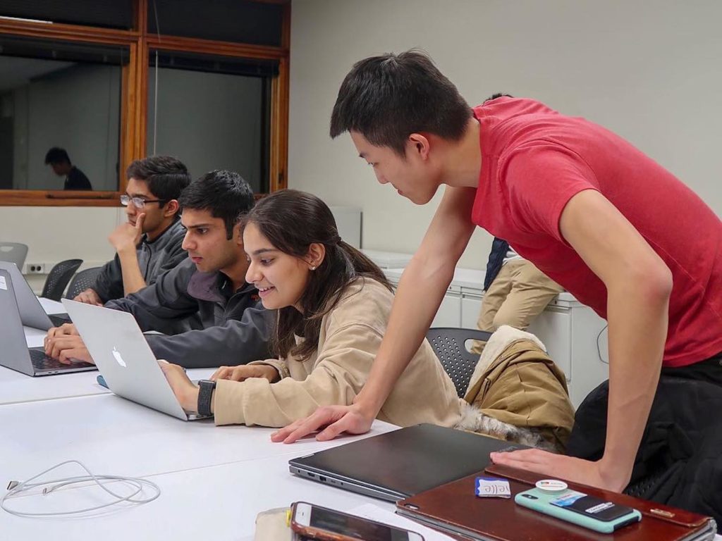 Students working on computers