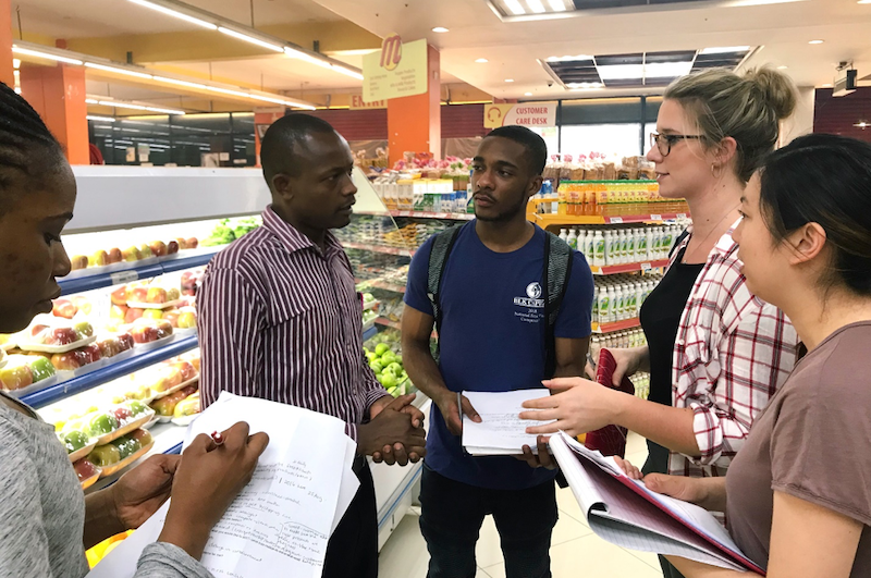 Students inside the supermarket