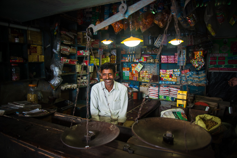 A Bandhan shopkeeper in his shop