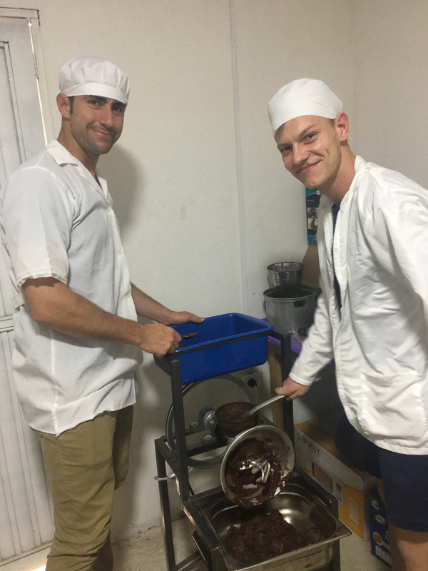 Students in chefs hats in Colombia