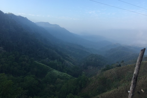 View of a mountain valley from above