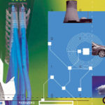 illustration of digital icons inckuding a circular saw cutting through wiring