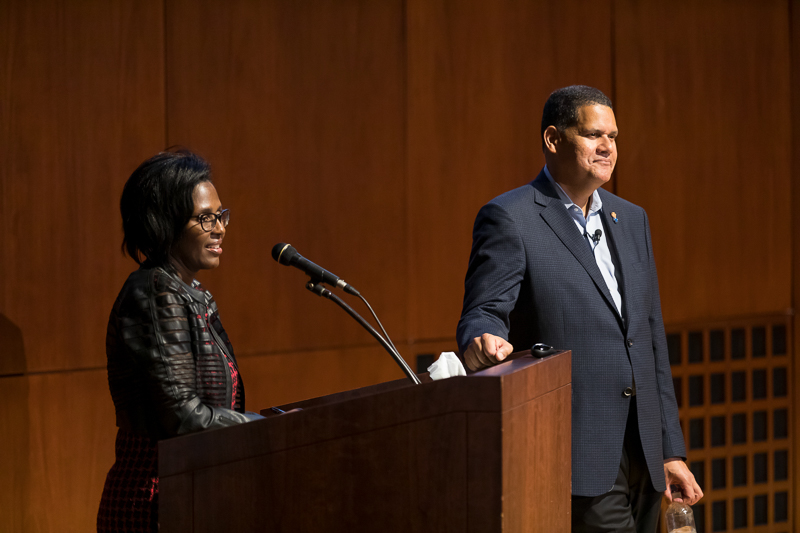 Dean Wooten and Reggie at the podium