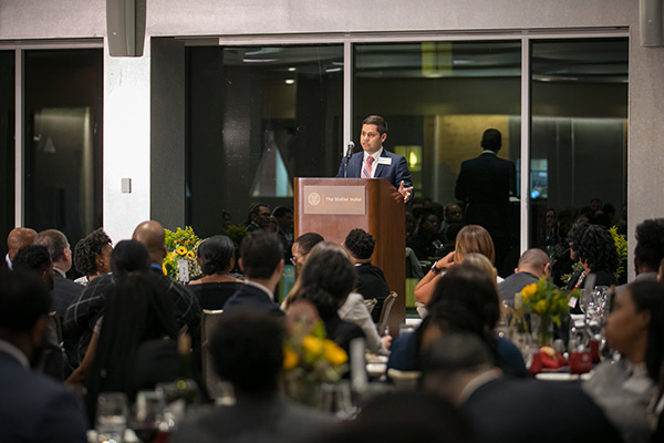 Jorge Morales speaking to the awards dinner audience