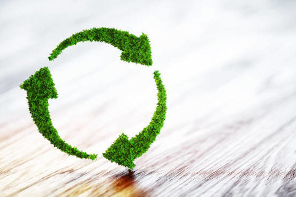Recycling icon made of grass