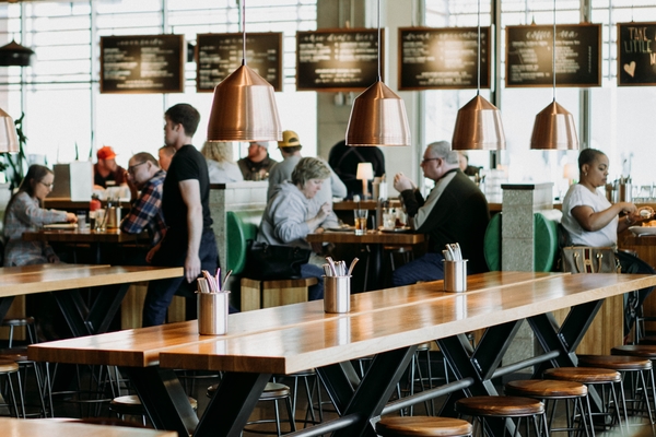 Customers dining in a restaurant