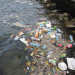 photo of San Pedro, Ambergris Caye, Belize, June 16, 2019: Single-use plastic in the sea
