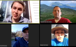 Outside during the virtual Sage Social "Get Outdoors!" hangout.