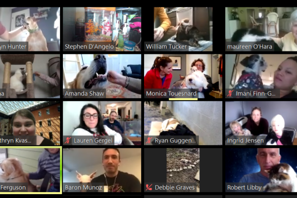 Johnson MBAs with their pets during Meet My Pet virtual event