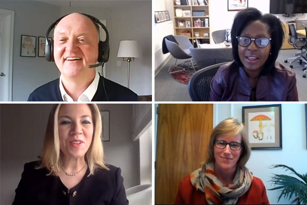 A Zoom screengrab of four webinar participants
