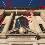 Warren Hall illustrated with celebratory designs