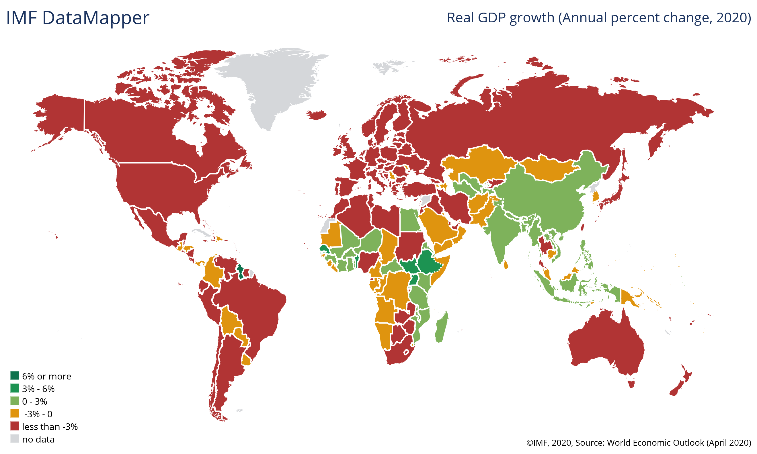 World map chart showing GDP growth rate across countries