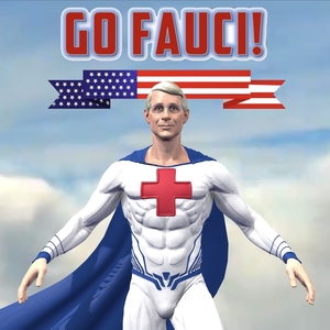 Dr. Fauci depicted as a superhero on GoFauci.com