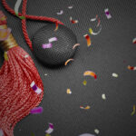 Commencement cap and tassel with confetti