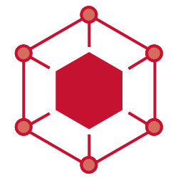 Fintech at Cornell Icon: Hexagon in red
