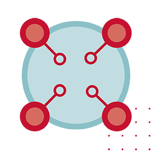 Cornell Fintech Illustration: Blue/red circles and dots