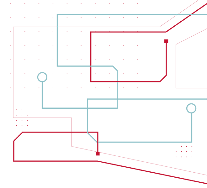 Fintech at Cornell Illustration: Interconnected blue/red lines with nodes