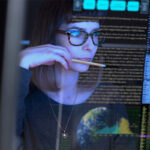 Student analyzing data