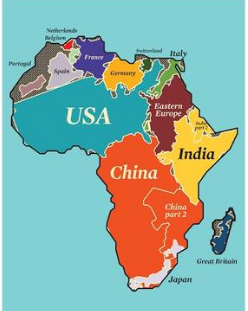 Africa map showing foreign countries impact at Africa