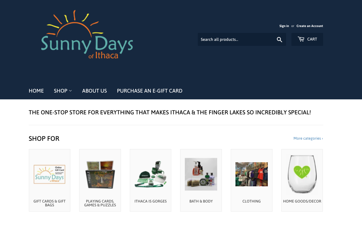 Image of the homepage for Sunny Days of Ithaca