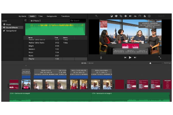 screenshot showing editing tools while editing a video about EMI's founders